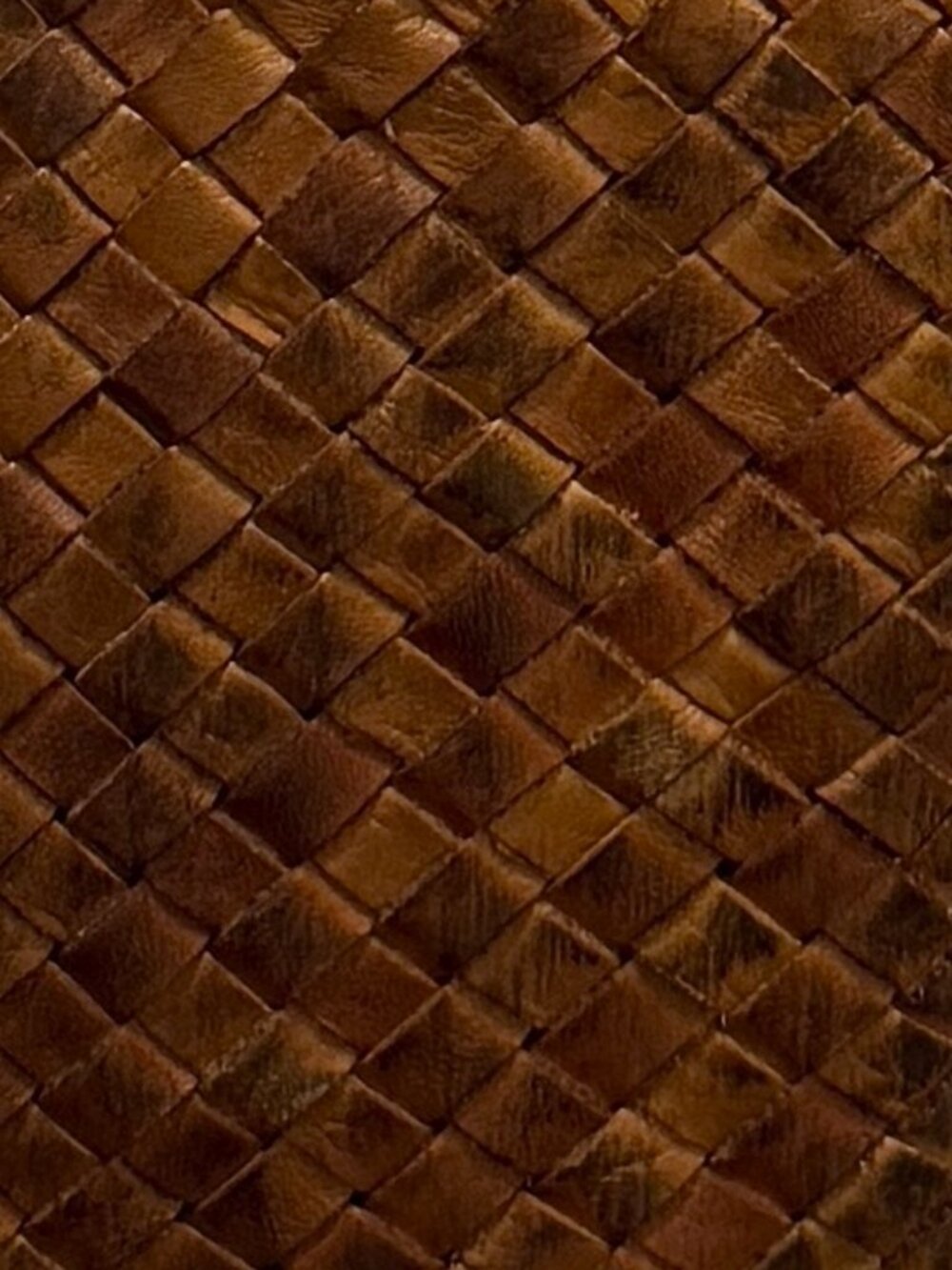 Wild West Los Angeles Woven Leather Crossbody Phone Bag Cognac Brown Minimalist - Picture 8 of 14